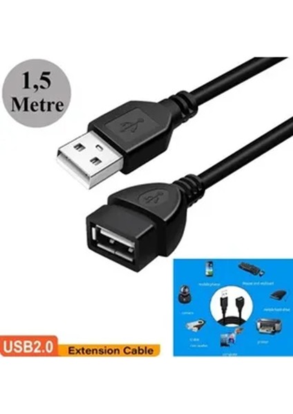 1.5 Metre 1.5m USB Uzatma 2.0 Extension Cable Male To Female USB Cable High-Speed Yüksek Hızlı Uzatıcı Kablosu