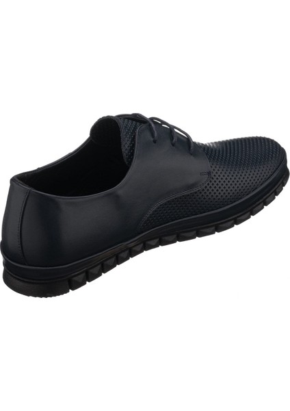 AG8800-1 Lacivert Deri Yazlık Büyük Numara Dana Derisi Rahat Geniş Kalıp Erkekr Ayakkabı indirimleri