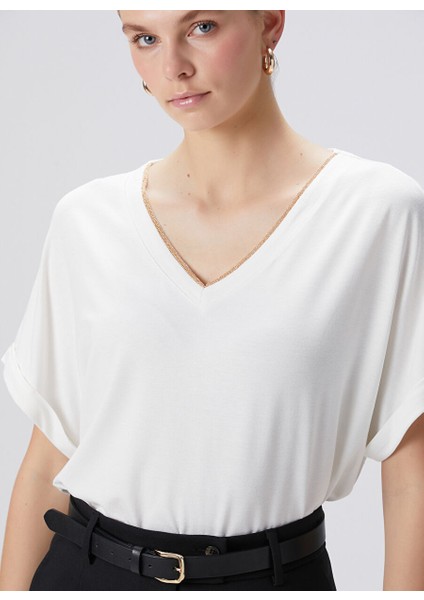 Ekru Kadın Basic T-Shirt 1094709