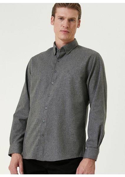 Antrasit Erkek Gömlek Slim Fit Düz Gömlek 1092974