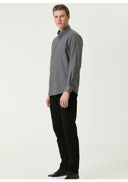 Antrasit Erkek Gömlek Slim Fit Düz Gömlek 1092974