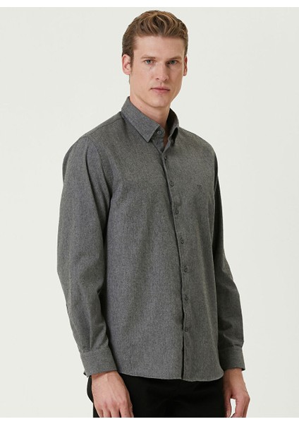 Antrasit Erkek Gömlek Slim Fit Düz Gömlek 1092974