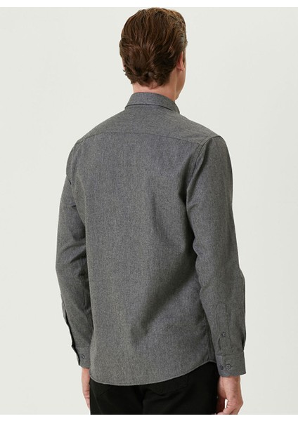 Antrasit Erkek Gömlek Slim Fit Düz Gömlek 1092974
