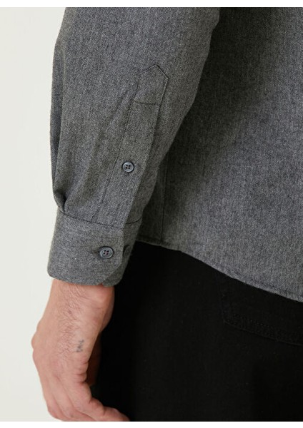 Antrasit Erkek Gömlek Slim Fit Düz Gömlek 1092974
