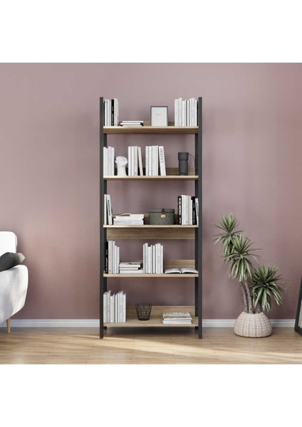 Profile 5 Raflı Kitaplık-Açık Ceviz(Tori) 73X172X35 cm (Gxyxd)