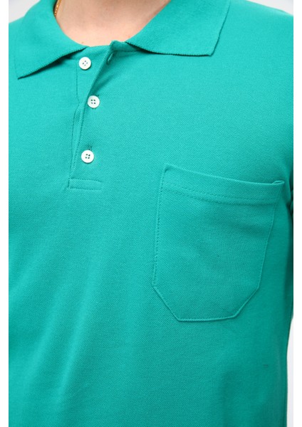 Polo Yaka Pike Örme Tişört Benetton Yeşili Cepli fırsatları