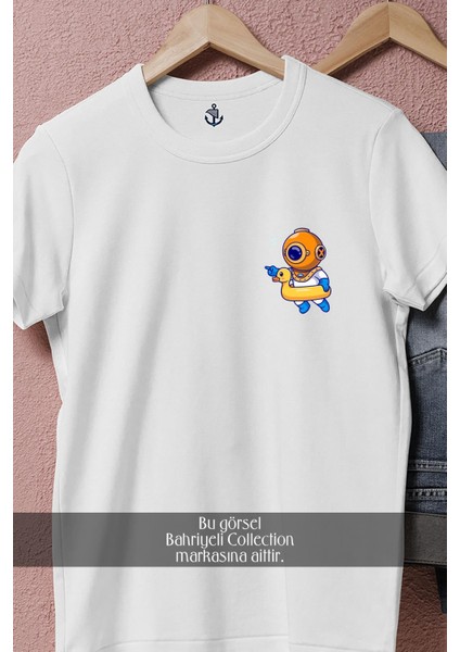 Oversize Ördek Can Simidi ve Mini Dalgıç Cep Tasarımlı Unisex T-Shirt fiyatları