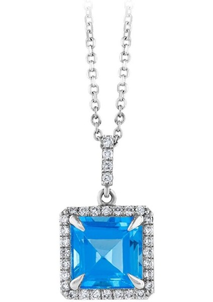 0.13 Karat Mavi Topaz Taşlı Pırlanta Kolye