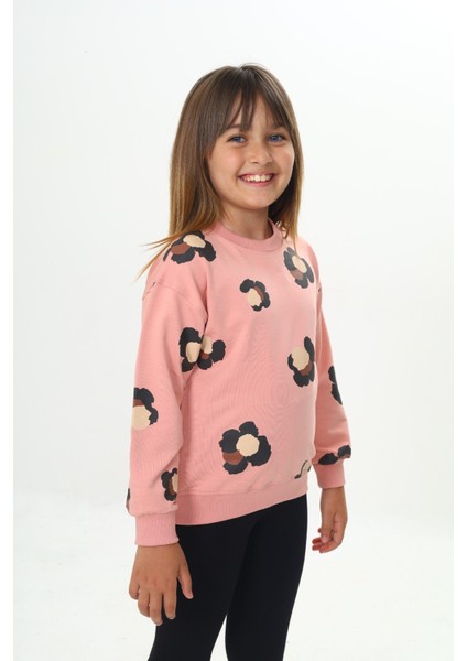 Kız Çocuk Pano Baskılı Sweatshirt