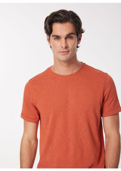 Kiremit Erkek Bisiklet Yaka Basic T-Shirt F4SM-TST 0103