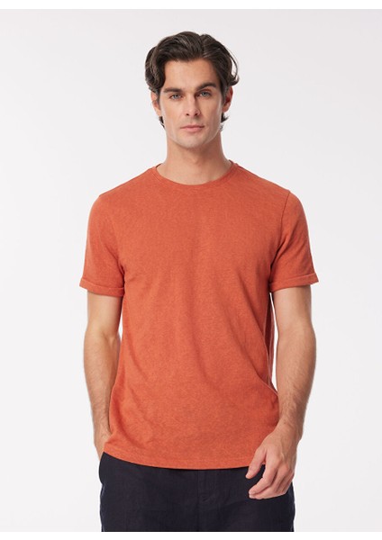 Kiremit Erkek Bisiklet Yaka Basic T-Shirt F4SM-TST 0103