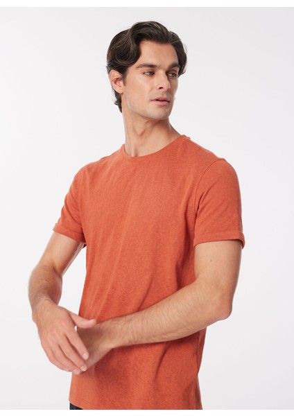 Kiremit Erkek Bisiklet Yaka Basic T-Shirt F4SM-TST 0103
