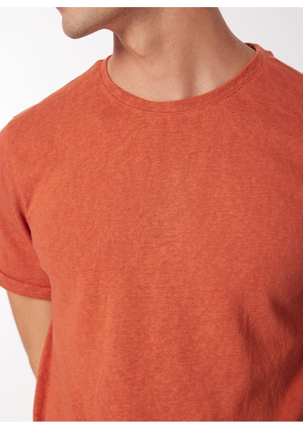 Kiremit Erkek Bisiklet Yaka Basic T-Shirt F4SM-TST 0103
