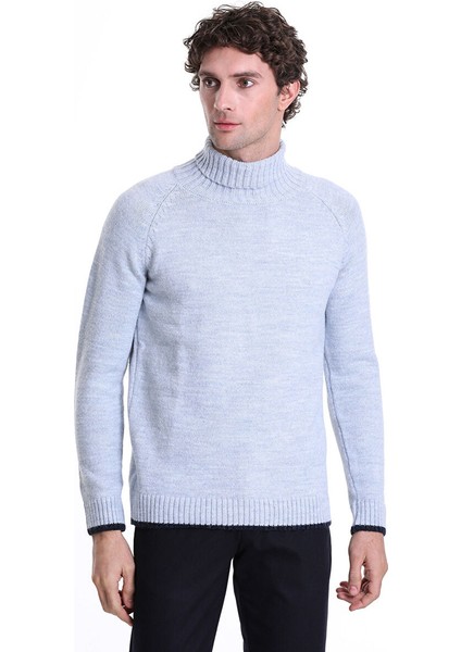 Mavi Regular Fit Düz Balıkçı Yaka Triko Kazak