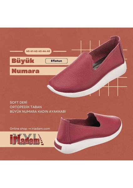 41-42-43-44 Numaralarda N0609 Eflatun Soft Deri Çok Hafif Yumuşak Taban Büyük Numara Kadın Ayakkabı fiyatları