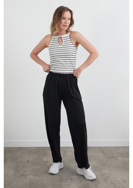 Beli Lastikli Krep Kumaş Palazzo Pantolon fiyatları