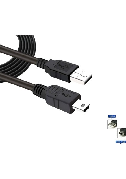 1.5 Metre Ps3 Kol Şarj Kablosu 5 Pin Mini USB Usb5-Pin 2.0 Erkek A Mini 5 Pin B 1.5mt Piramit Uç Mini 5-Pin Şarj Kablosu