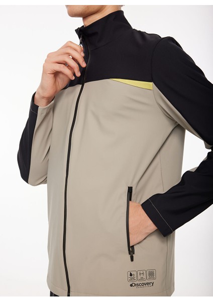 Bej - Siyah Erkek Bato Yaka Basic Sweatmont D3WM-SWT8