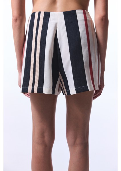 Shay Striped Etnik Desenli Mini Şort