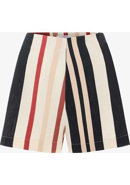 Shay Striped Etnik Desenli Mini Şort