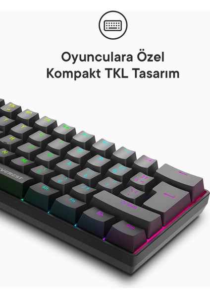 Amber Type-C Bağlantılı Rgb Ledli Mekanik Gaming Oyuncu Klavye Q Red Switch