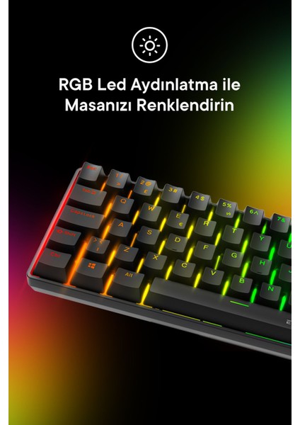 Amber Type-C Bağlantılı Rgb Ledli Mekanik Gaming Oyuncu Klavye Q Red Switch