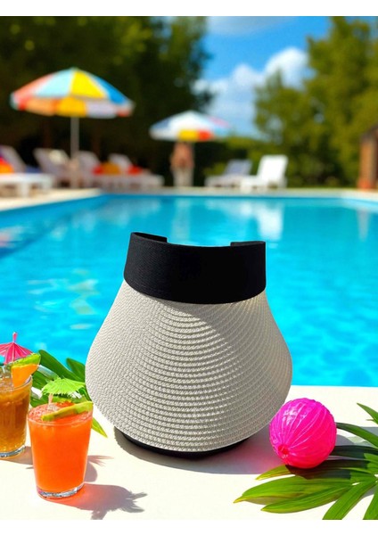 Yazlık Şapka Hasır Kadın Vizör Şapka - Açık Bej modelleri