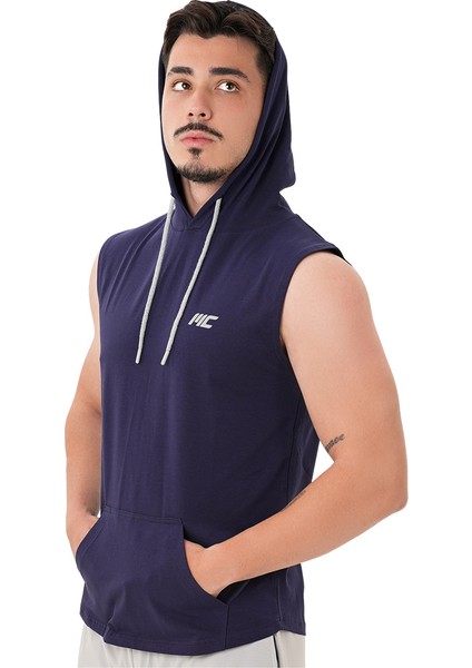 Training Kapüşonlu Kolsuz T-Shirt Lacivert