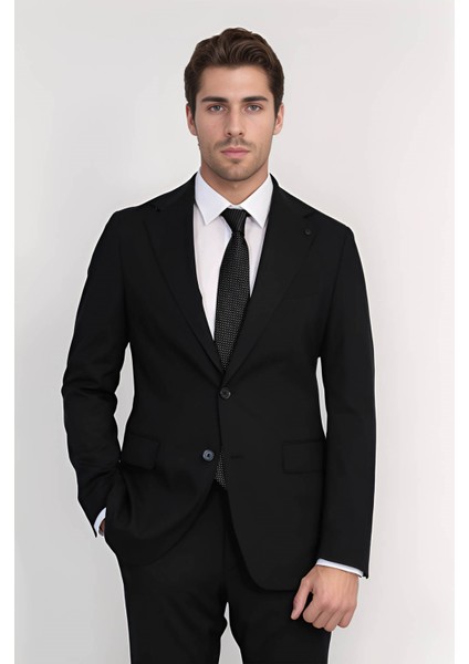 /poly.mono Yaka Slim Takım Elbise Siyah