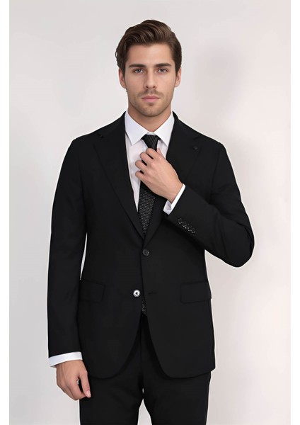 /poly.mono Yaka Slim Takım Elbise Siyah