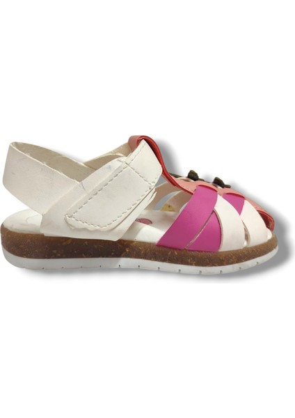 Şirinbebe 1665-20 Çapraz Şerit 2 Kelebekli Kız Çocuk Sandalet Beyaz Pembe 21-25 modelleri