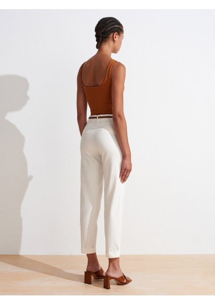 71651 Kemerli Chino Pantolon-Beyaz fiyatları