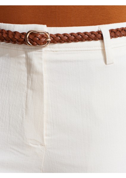 71651 Kemerli Chino Pantolon-Beyaz fırsatları