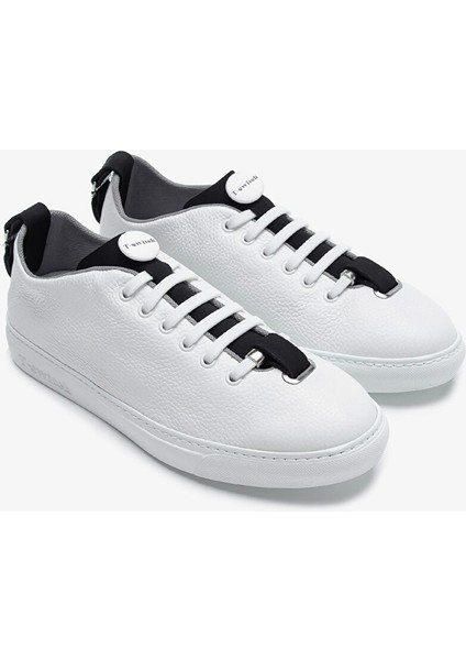 Franceschetti Mauro Erkek Beyazsiyahgri Hakiki Deri Sneakers & Spor Ayakkabı