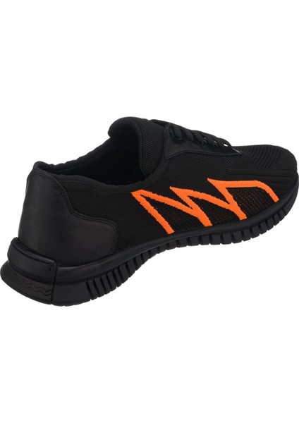 Eray-02 Siyah-Turuncu Spor Ayakkabı Rahat Geniş Kalıp Kauçuk Esnen Taban