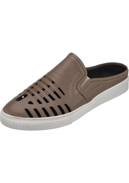 Kaan-07 Vizon Dana Derisi Sandalet Terlik Yazlık Ayakkabı Rahat Geniş Kalıp modelleri