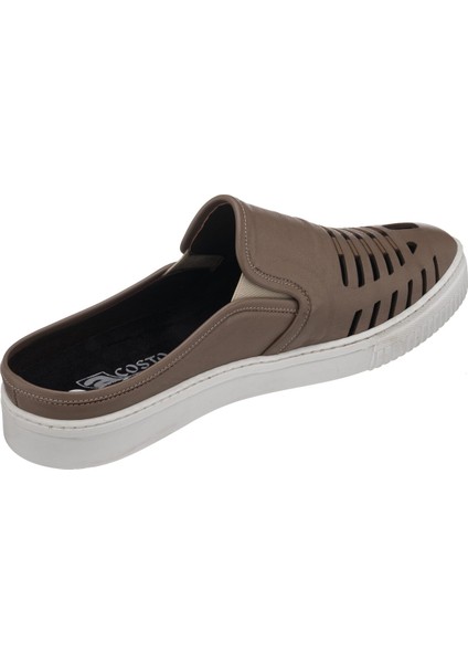 Kaan-07 Vizon Dana Derisi Sandalet Terlik Yazlık Ayakkabı Rahat Geniş Kalıp indirimleri