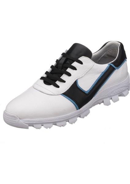 JNS0128 Beyaz Termo Taban Büyük Numara Dana Derisi Rahat Geniş Kalıp Erkek Ayakkabı