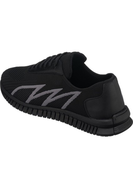Eray-02 Siyah-Gri Spor Ayakkabı Rahat Geniş Kalıp Kauçuk Esnen Taban