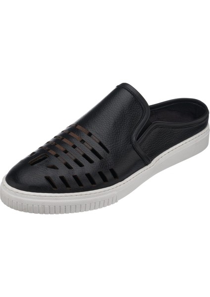 Kaan-07 Siyah Dana Derisi Sandalet Terlik Yazlık Ayakkabı Rahat Geniş Kalıp modelleri