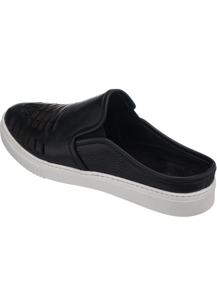 Kaan-07 Siyah Dana Derisi Sandalet Terlik Yazlık Ayakkabı Rahat Geniş Kalıp indirimleri