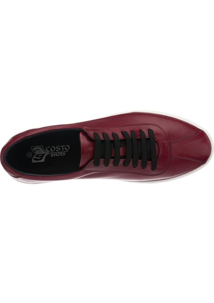 Kaan-05 Bordo Dana Derisi Büyük Numara Rahat Geniş Kalıp Şık Yeni Sezon Deri Spor Ayakkabı indirimleri