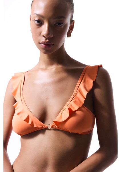 Turuncu Mango Deep Frill Bikini Üstü
