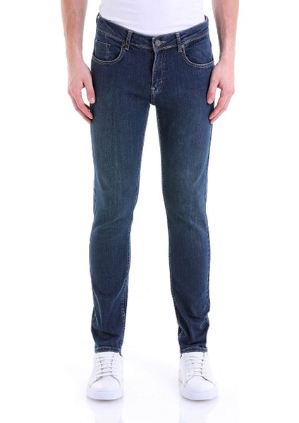 Lacivert Slim Fit Düz Pamuklu 5 Cep Kot Pantolon