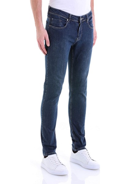 Lacivert Slim Fit Düz Pamuklu 5 Cep Kot Pantolon
