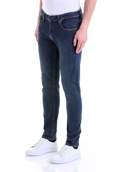 Lacivert Slim Fit Düz Pamuklu 5 Cep Kot Pantolon