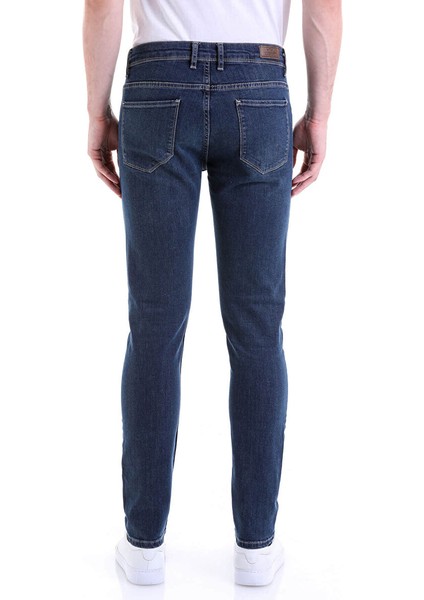 Lacivert Slim Fit Düz Pamuklu 5 Cep Kot Pantolon