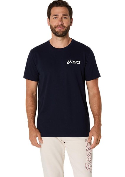 Siyah Erkek Normal Baskılı T-Shirt 2031E659-402 Asıcs Chest Logo Ss Te
