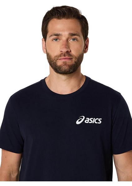 Siyah Erkek Normal Baskılı T-Shirt 2031E659-402 Asıcs Chest Logo Ss Te