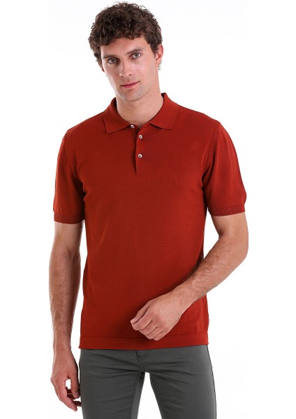 Bordo Regular Fit Düz Polo Yaka Tişört